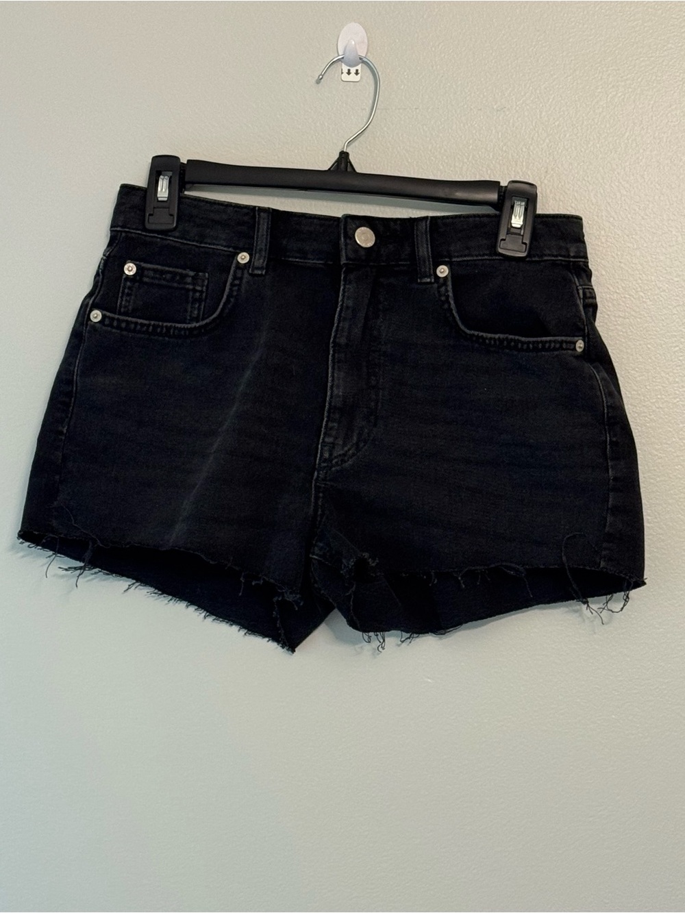 BDG Black Frayed Hem Denim Shorts